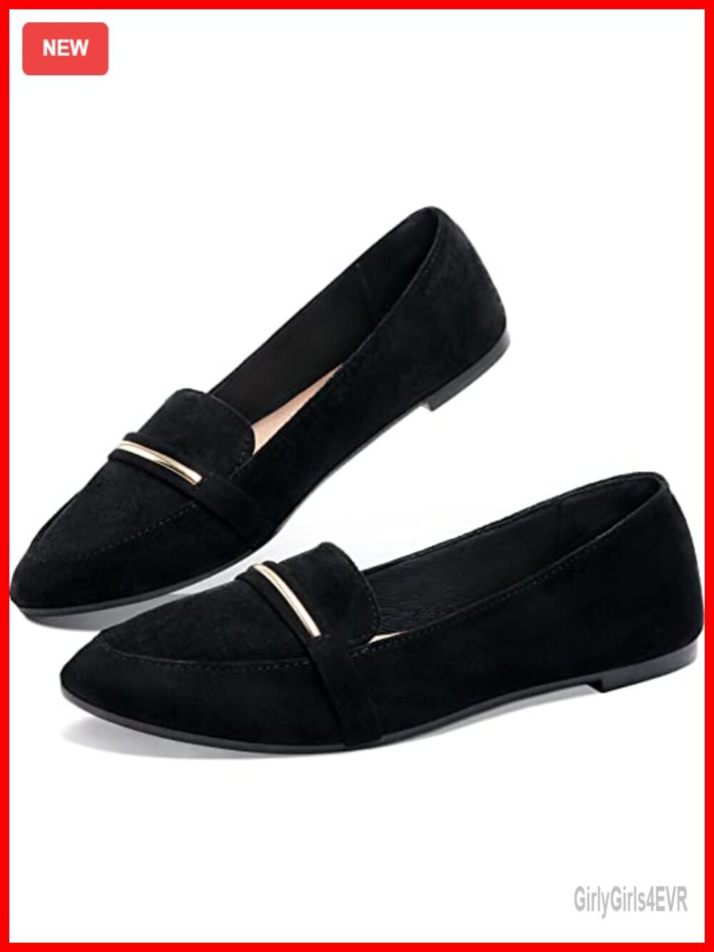 Pointy Toe Loafer Flat Faux Suede Penny Loafer Slip On Ballet Flat Work Shoes